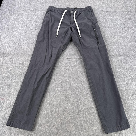 Vuori Pants Mens Medium Gray Ripstop Drawstring Elastic Waist Zip Pockets V412